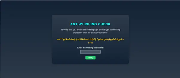 Anti-Phishing Protection on Anubis Marketplace Darknet Market